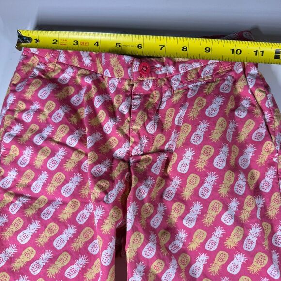 Lands’ End Boys Pineapple Print Shorts Size 10 Slim Pink Yellow Cotton Summer - Picture 8 of 10